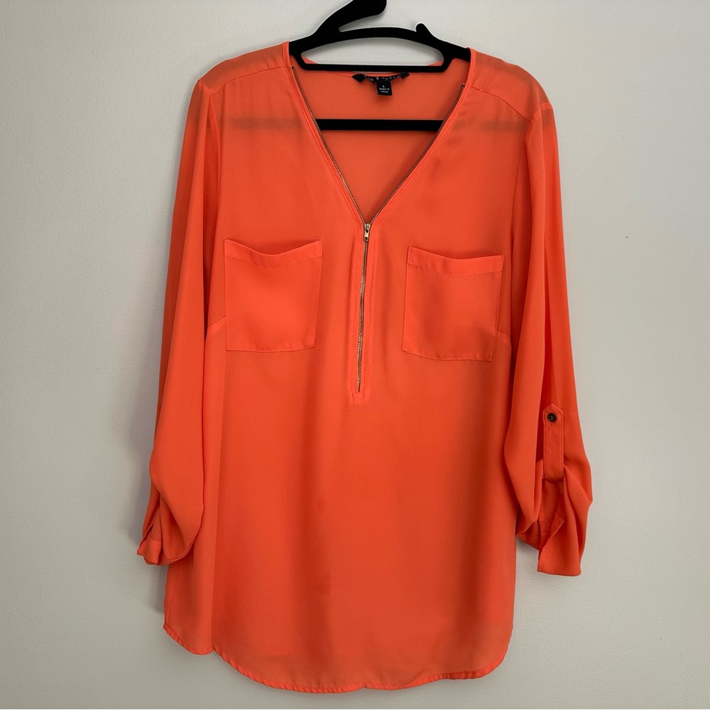 Zac & Rachel Zip Front Shirt Size Large Long Sleeve Lightweight